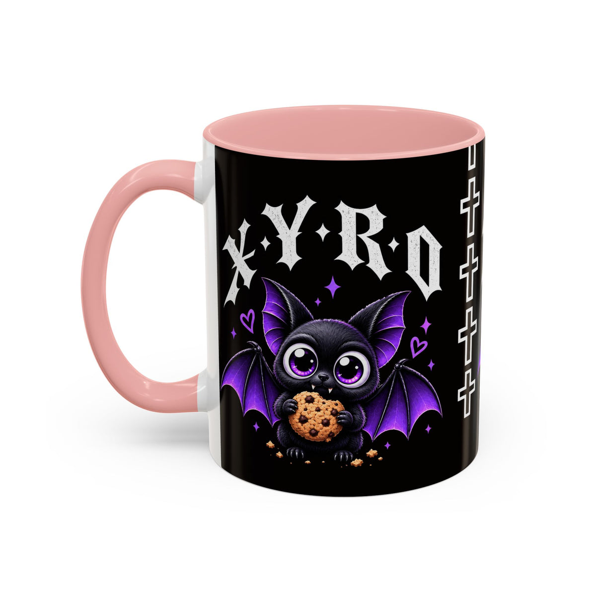 XYRO Cross & Bat Mug — Purple Vampire Aesthetic Coffee Cup