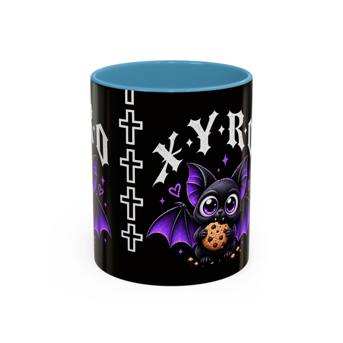 XYRO Cross & Bat Mug — Purple Vampire Aesthetic Coffee Cup