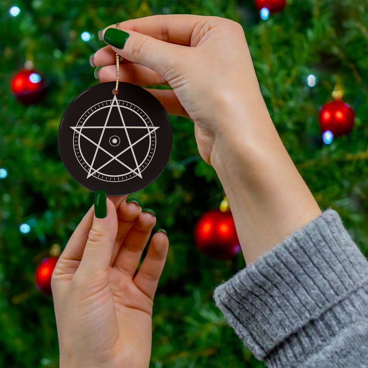 XYRO Pentagram Ceramic Ornament — Witchy Holiday Decor
