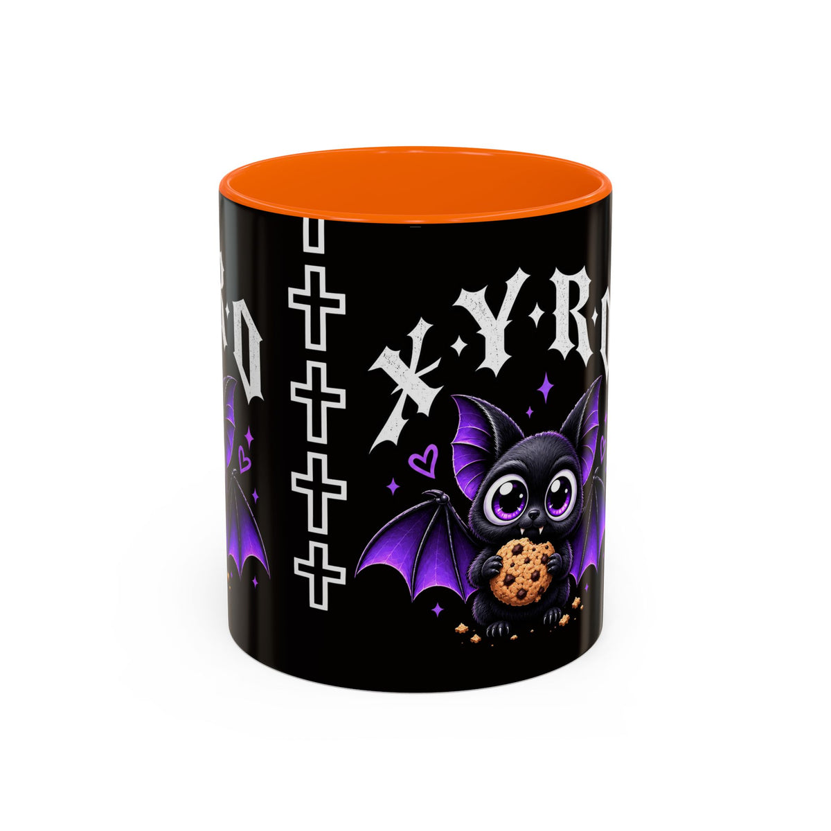 XYRO Cross & Bat Mug — Purple Vampire Aesthetic Coffee Cup