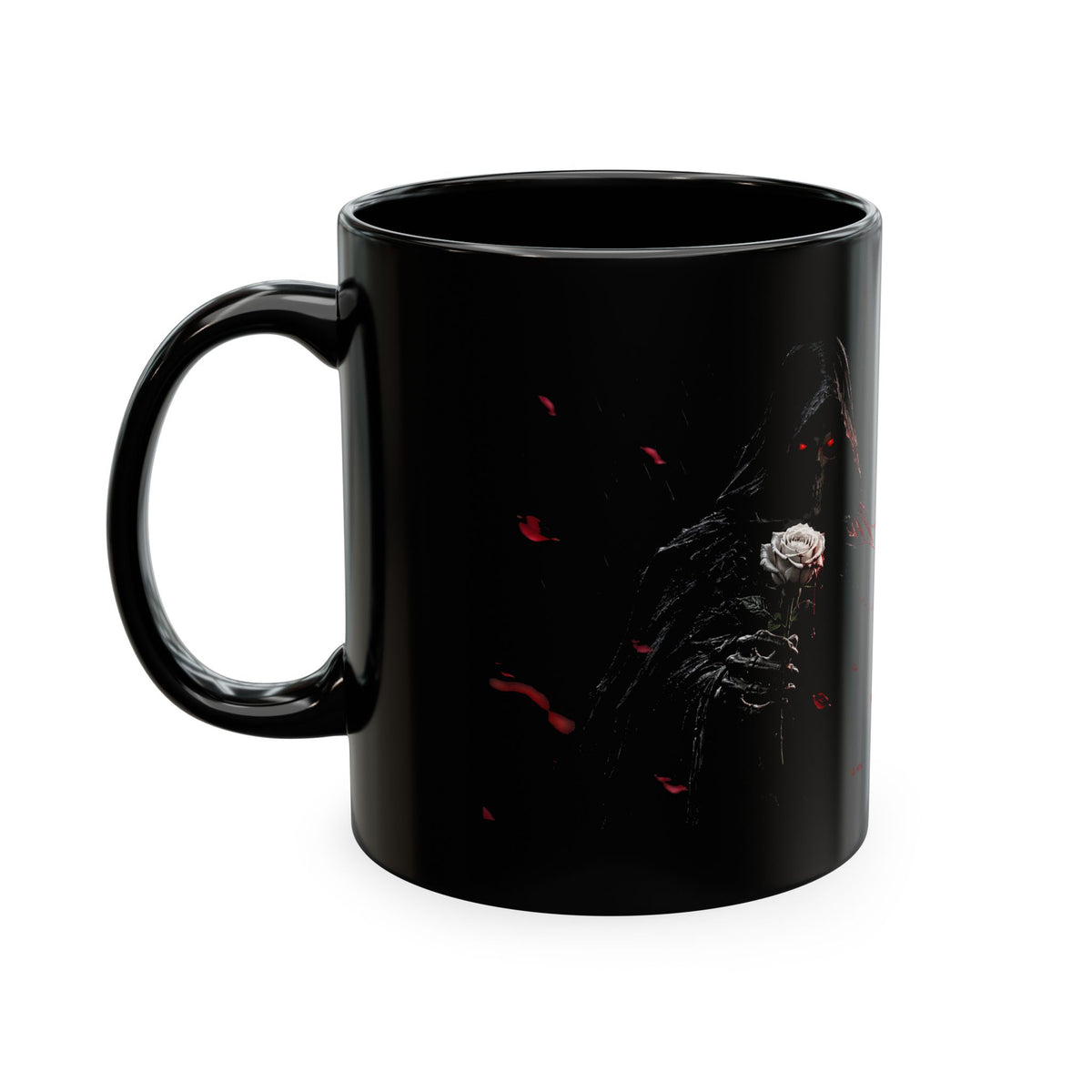 XYRO Grim Reaper Dark Rose Mug — Gothic Floral Coffee Cup