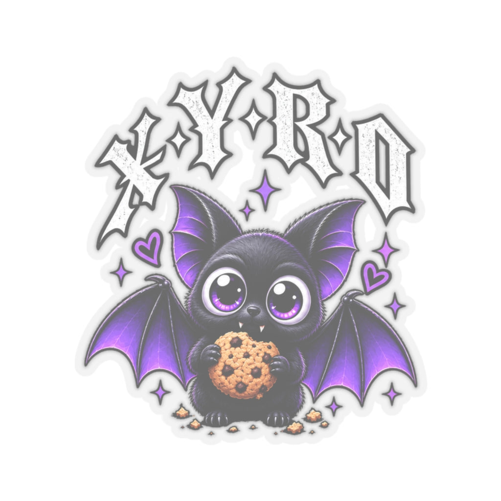 XYRO Kawaii Bat Sticker — Purple Cookie Bat Kiss-Cut Decal