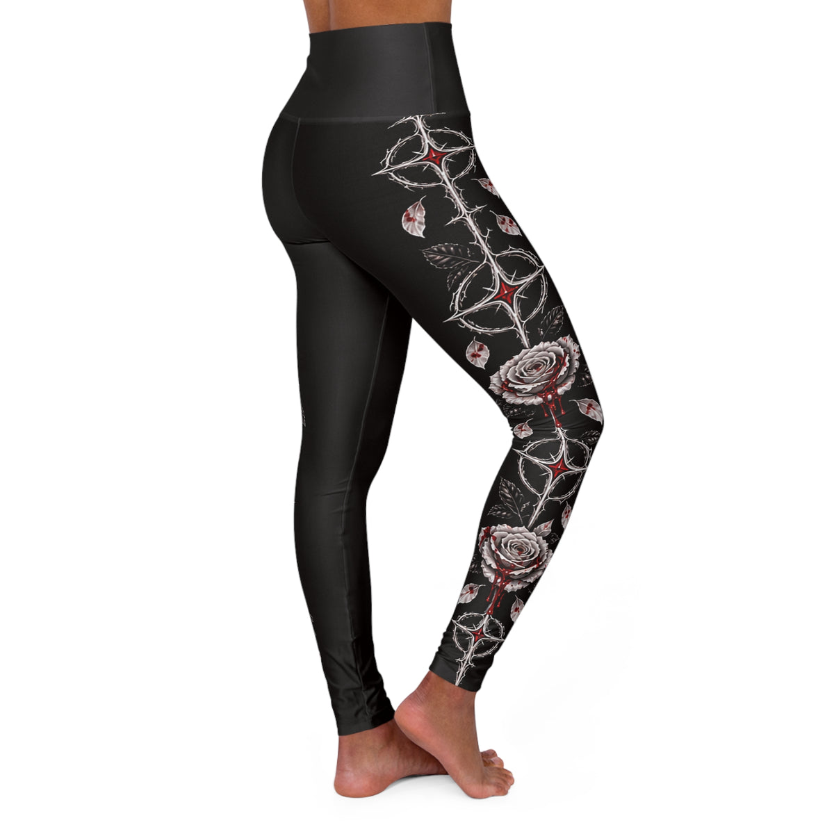 XYRO Rose Vine Yoga Leggings — High-Waisted Gothic Activewear