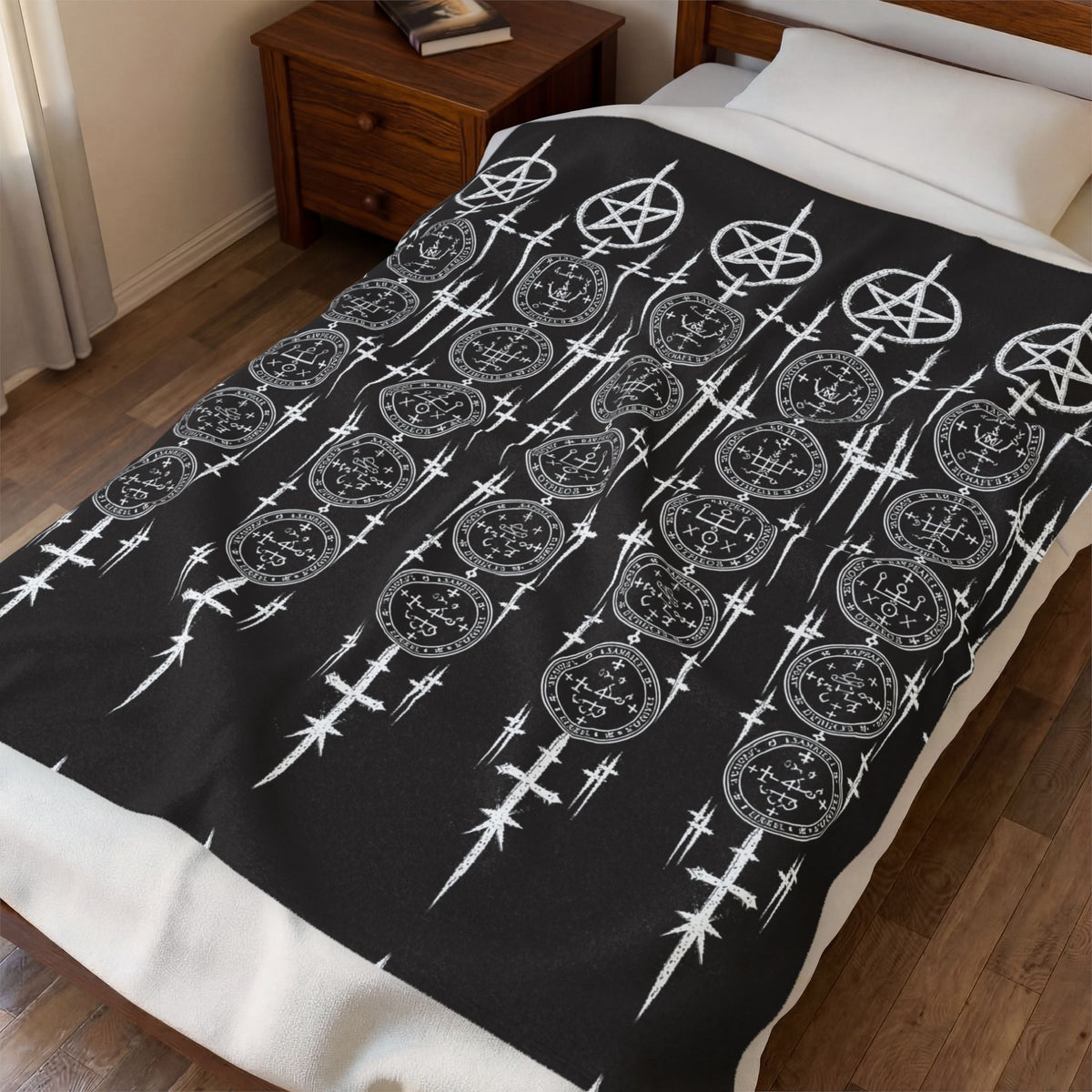 XYRO Pentagram Plush Blanket — Archangel Sigil Velveteen Throw