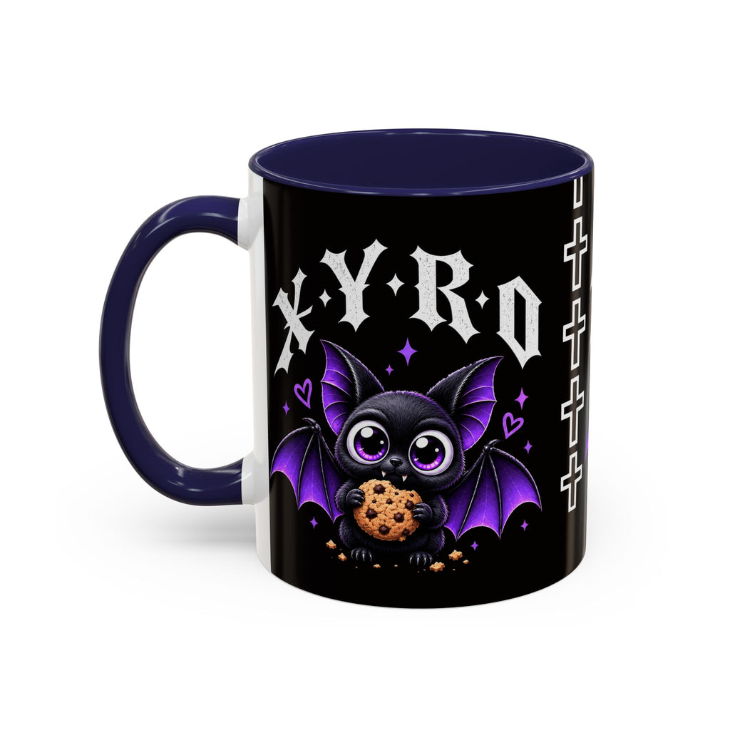 XYRO Cross & Bat Mug — Purple Vampire Aesthetic Coffee Cup