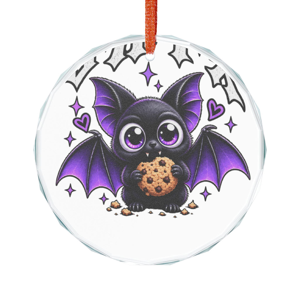 XYRO Purple Bat Glass Ornament — Cookie Bat Holiday Decor