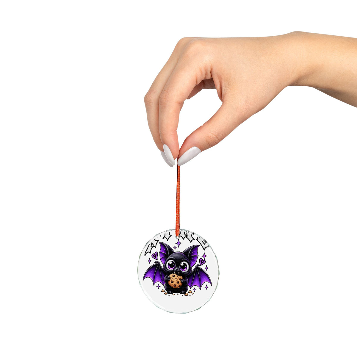 XYRO Purple Bat Glass Ornament — Cookie Bat Holiday Decor