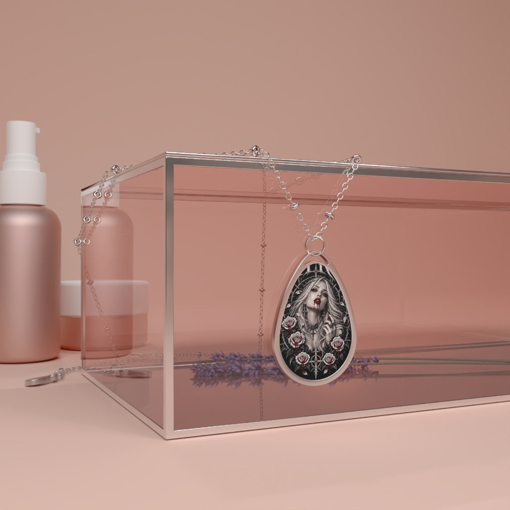 XYRO Vampire Maiden Rose Necklace — Oval Pendant