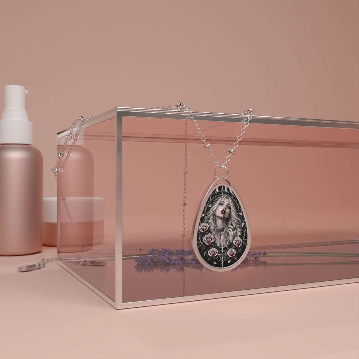 XYRO Vampire Maiden Rose Necklace — Oval Pendant