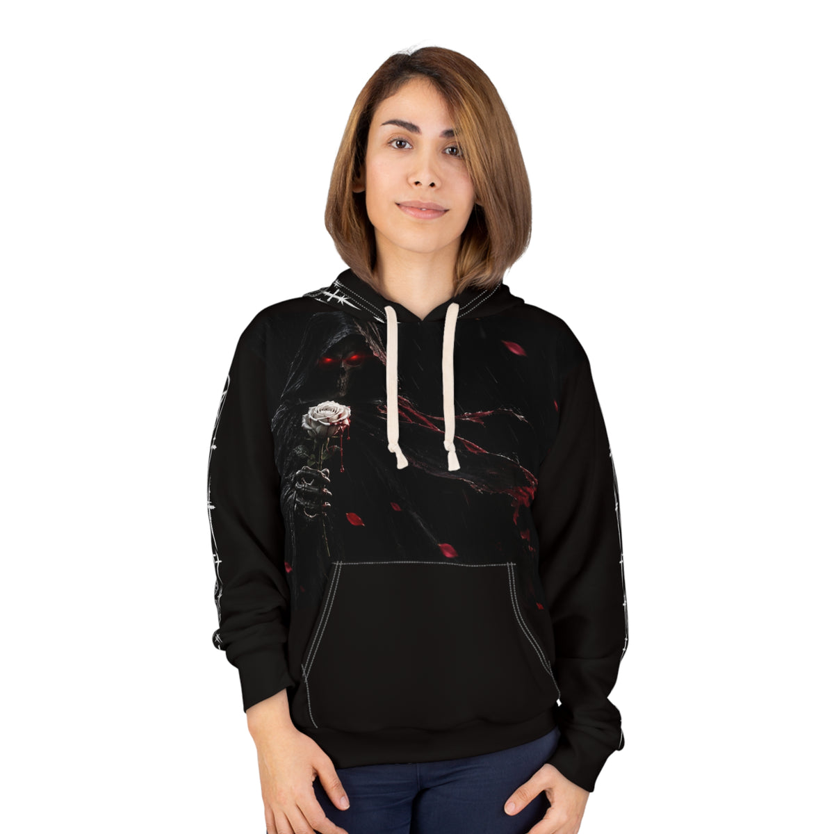 XYRO Reaper & Raven Hoodie — Occult Gothic All-Over Print