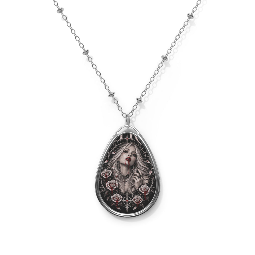 XYRO Vampire Maiden Rose Necklace — Oval Pendant