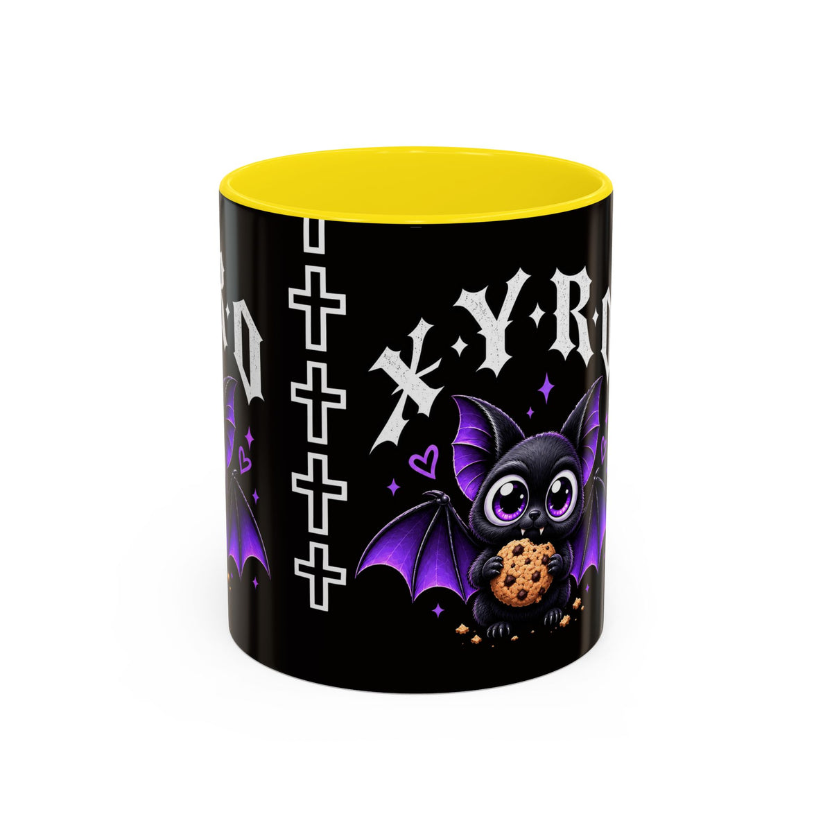 XYRO Cross & Bat Mug — Purple Vampire Aesthetic Coffee Cup