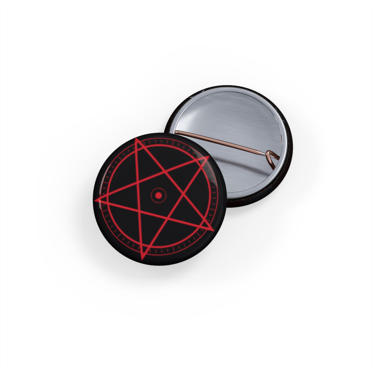 XYRO Red Pentagram Pin — Round Button Badge