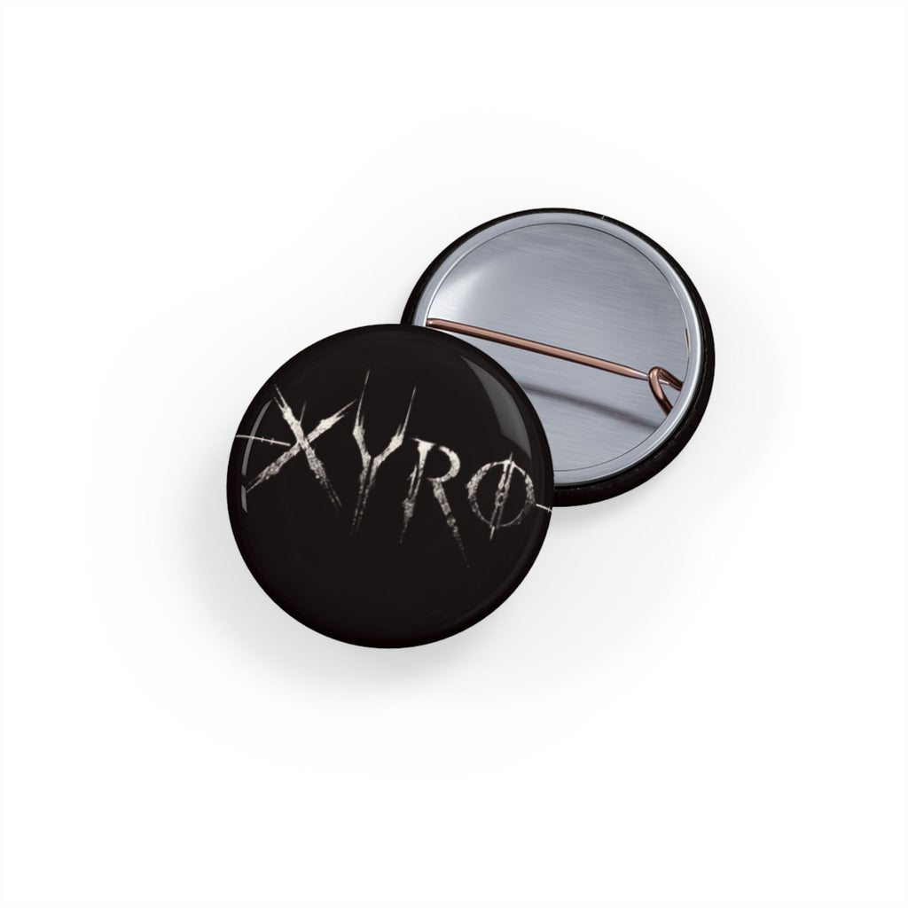 XYRO Black Logo Pin — Round Band Button Badge