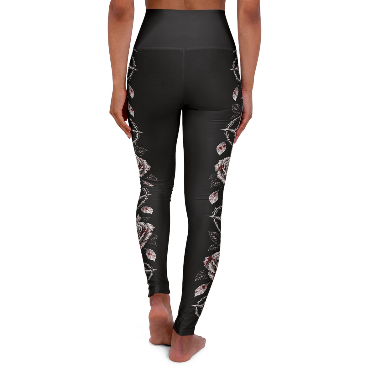 XYRO Rose Vine Yoga Leggings — High-Waisted Gothic Activewear