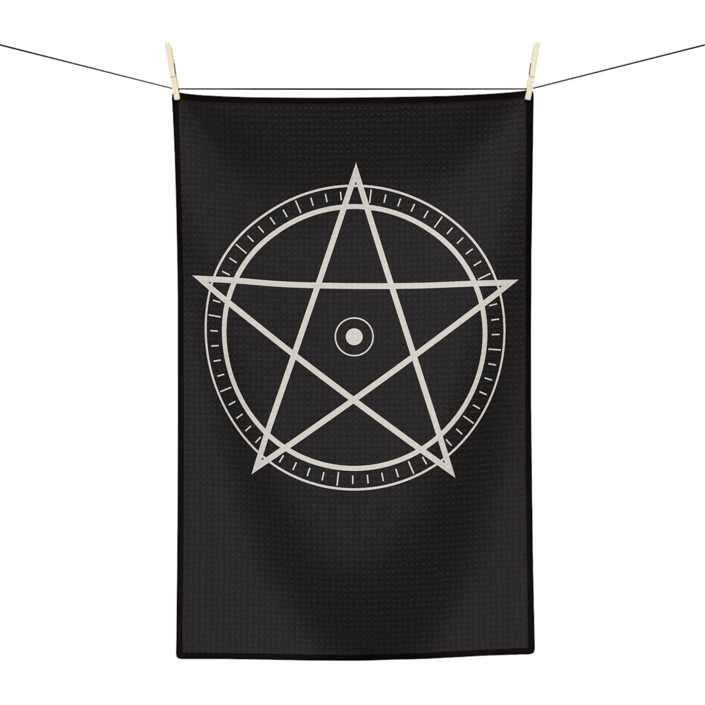 XYRO Pentagram Tea Towel — Black Microfiber Kitchen Towel