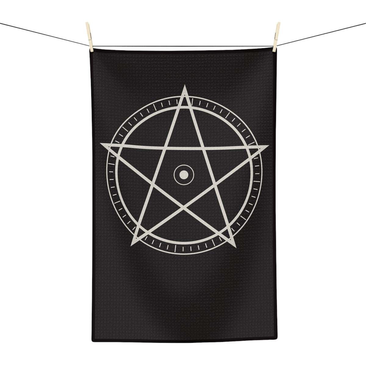 XYRO Pentagram Tea Towel — Black Microfiber Kitchen Towel