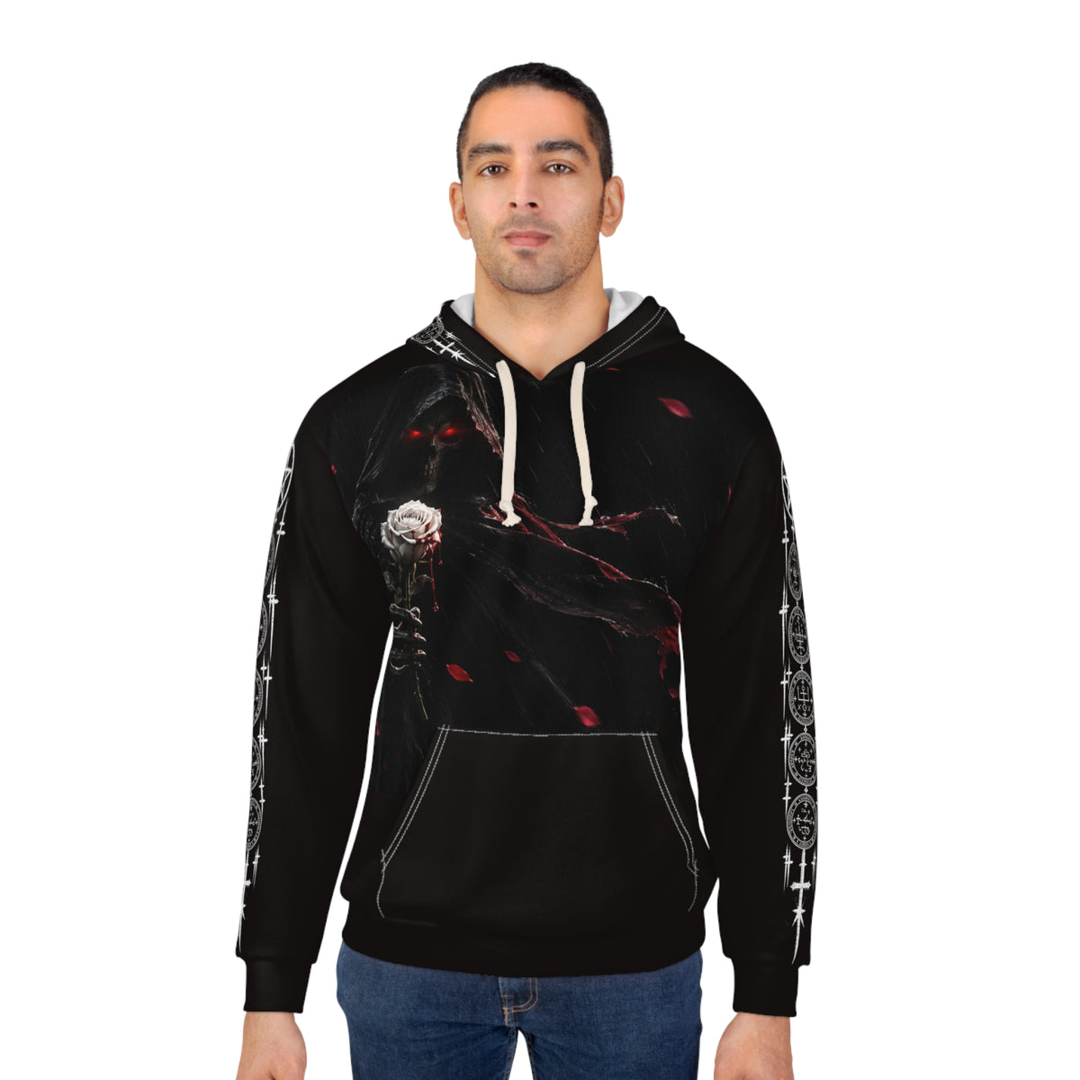 XYRO Reaper & Raven Hoodie — Occult Gothic All-Over Print