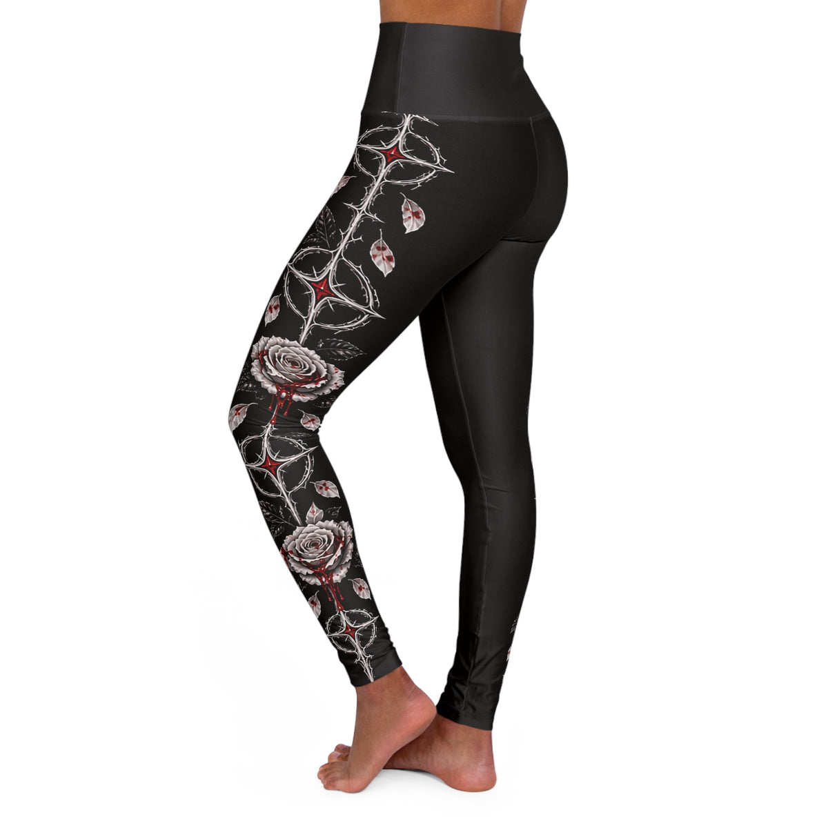 XYRO Rose Vine Yoga Leggings — High-Waisted Gothic Activewear
