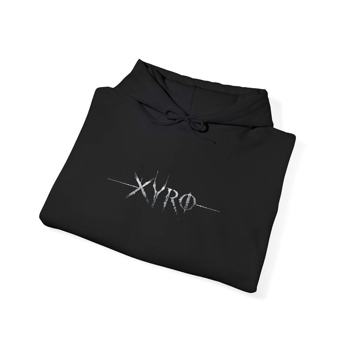 XYRO Crystal Logo Hoodie — Minimalist Black Pullover