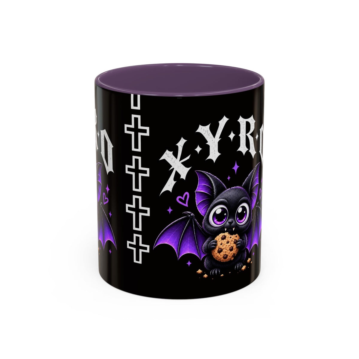 XYRO Cross & Bat Mug — Purple Vampire Aesthetic Coffee Cup