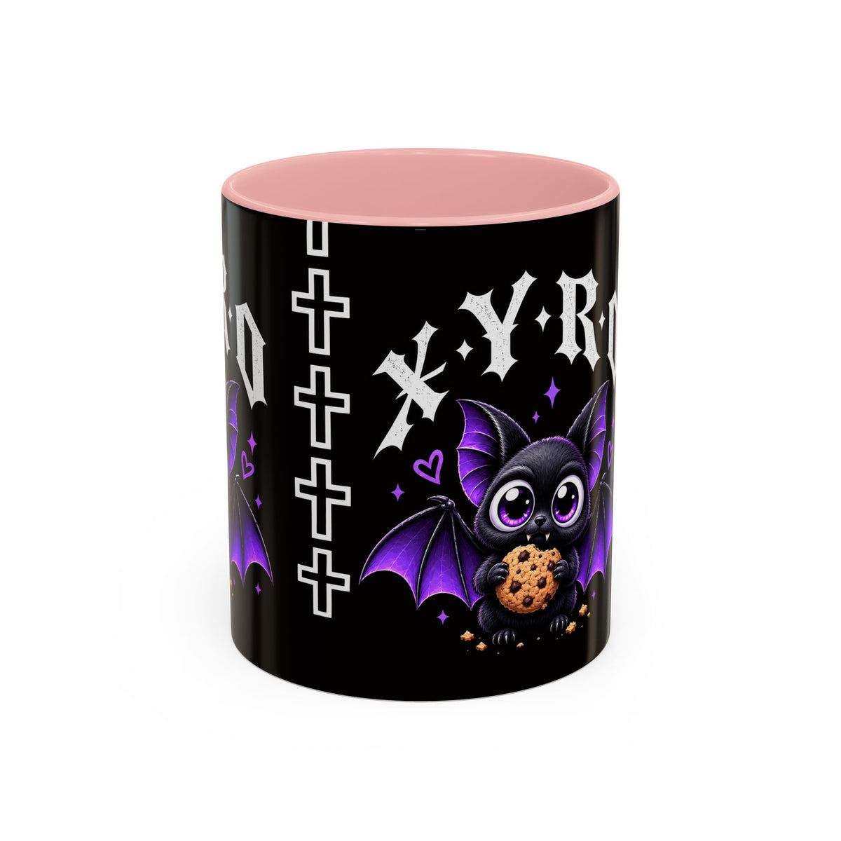 XYRO Cross & Bat Mug — Purple Vampire Aesthetic Coffee Cup