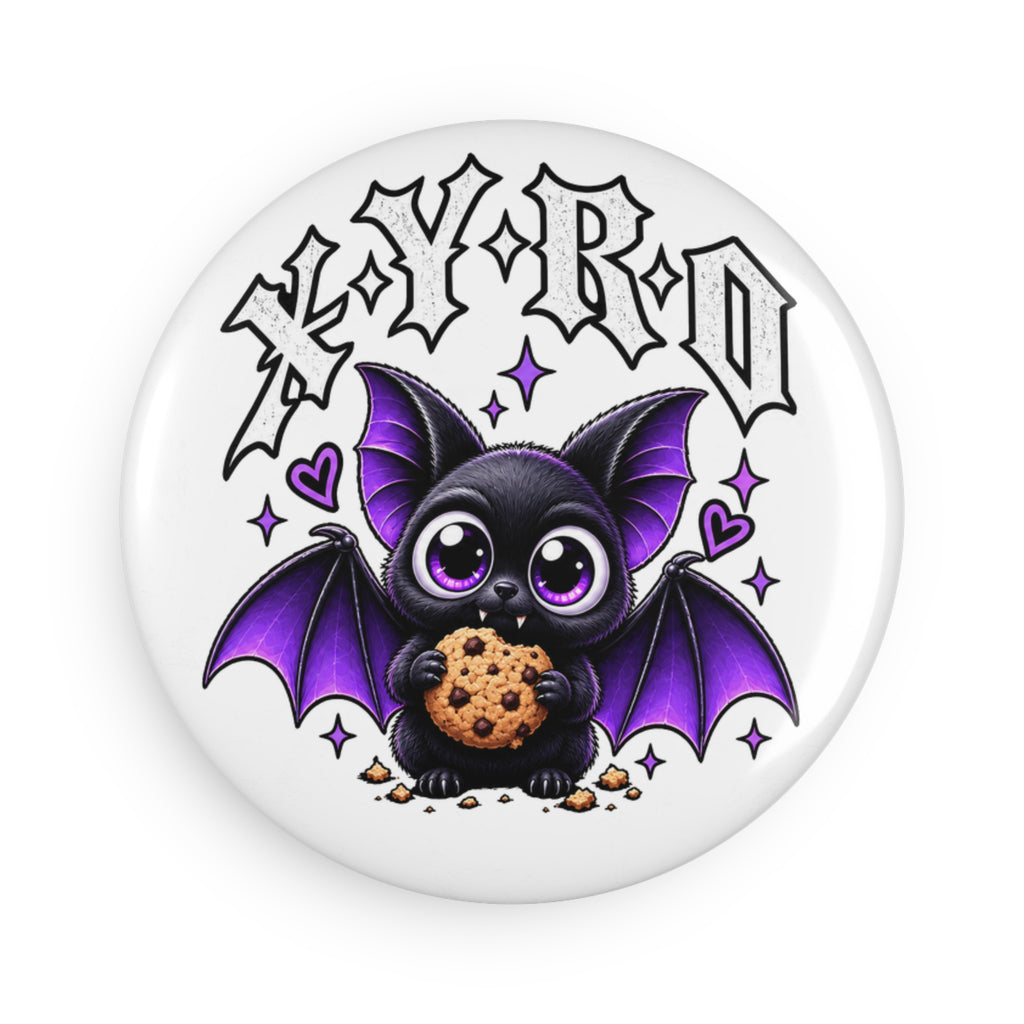 XYRO Purple Bat Cookie Magnet — Round Button Magnet