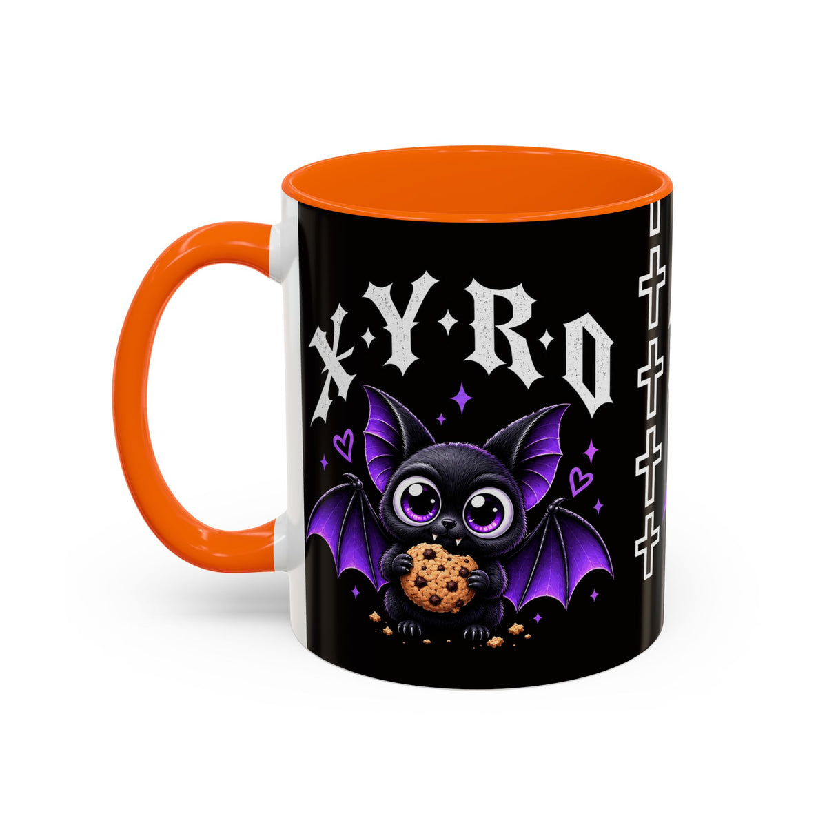 XYRO Cross & Bat Mug — Purple Vampire Aesthetic Coffee Cup