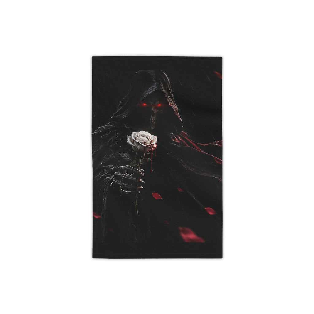 XYRO Reaper & White Rose Beach Towel — Gothic Hooded Figure