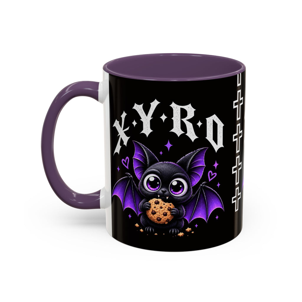 XYRO Cross & Bat Mug — Purple Vampire Aesthetic Coffee Cup