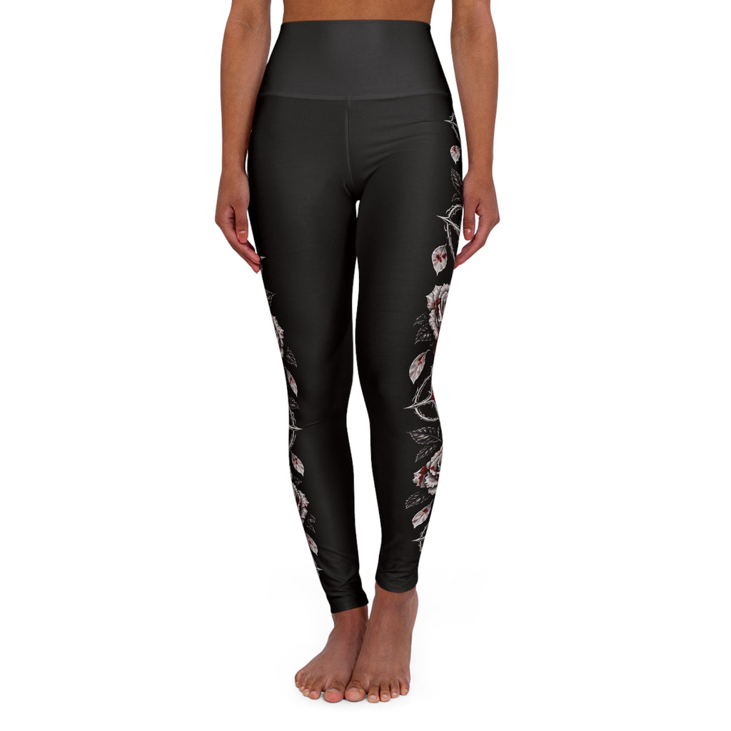 XYRO Rose Vine Yoga Leggings — High-Waisted Gothic Activewear