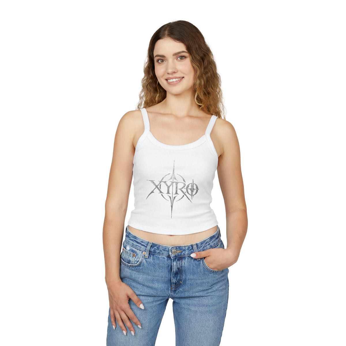 XYRO Logo Crop Tank — Gothic Spaghetti Strap Band Top
