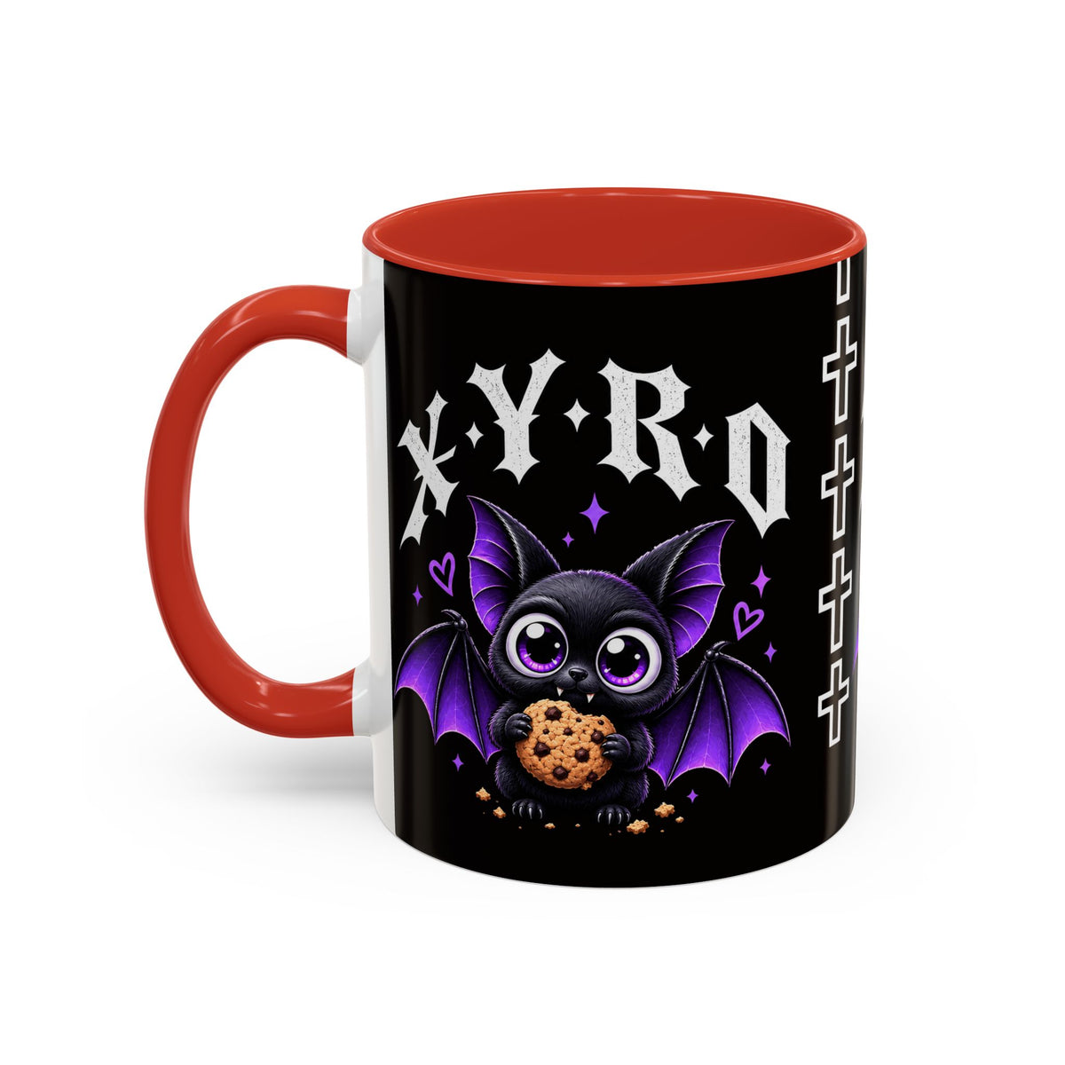 XYRO Cross & Bat Mug — Purple Vampire Aesthetic Coffee Cup