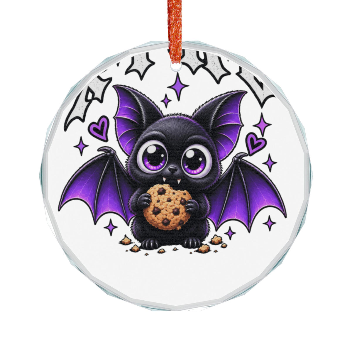 XYRO Purple Bat Glass Ornament — Cookie Bat Holiday Decor
