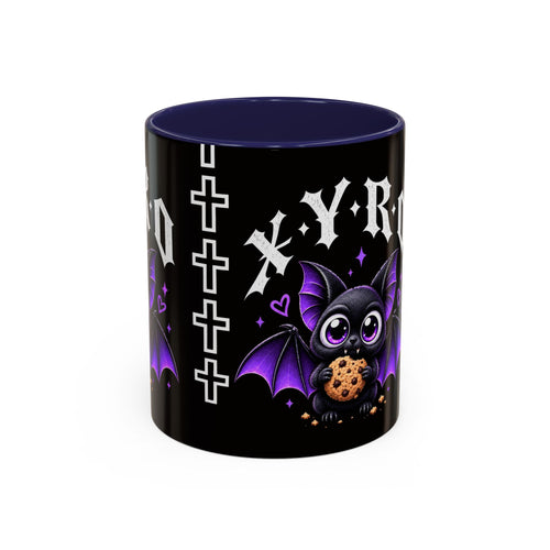 XYRO Cross & Bat Mug — Purple Vampire Aesthetic Coffee Cup