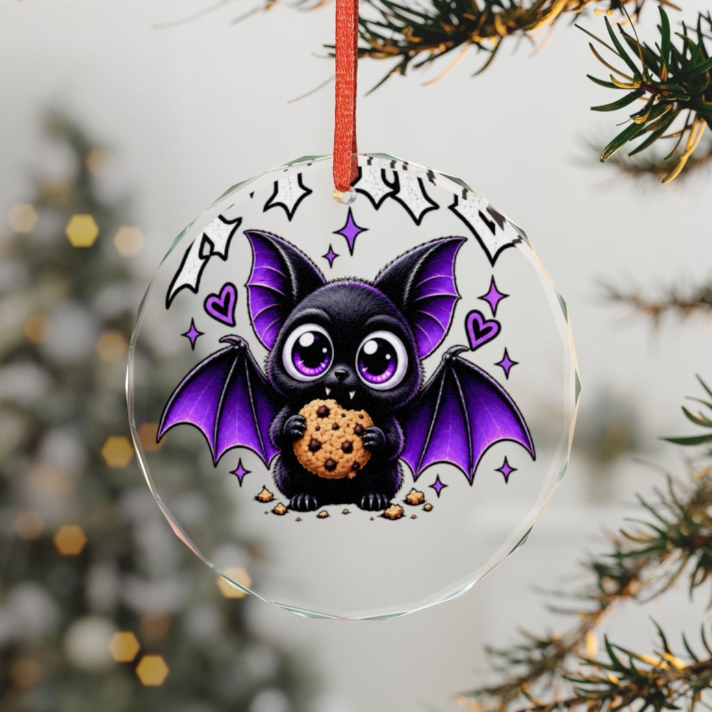 XYRO Purple Bat Glass Ornament — Cookie Bat Holiday Decor